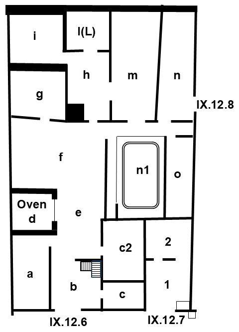 91206 plan IX.12.6 Pompeii. House of the Chaste Lovers or Casa dei Casti Amanti or Taberna of Crescens
Room Plan